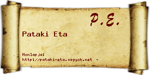 Pataki Eta névjegykártya